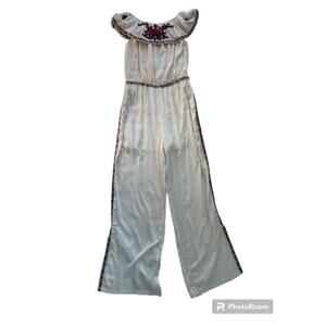 RAGA Jumpsuit Off White With embroidered Design Sz L